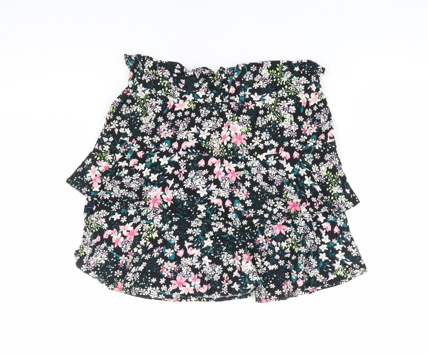 George Girls Black Floral Viscose Flare Skirt Size 11-12 Years Regular - Ra Ra Skirt