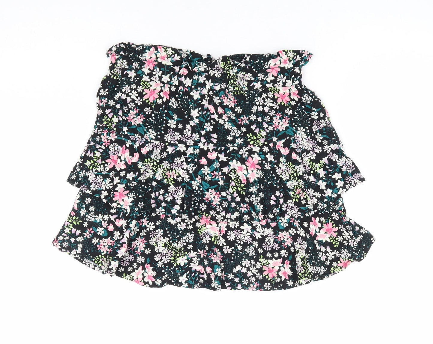 George Girls Black Floral Viscose Flare Skirt Size 11-12 Years Regular - Ra Ra Skirt