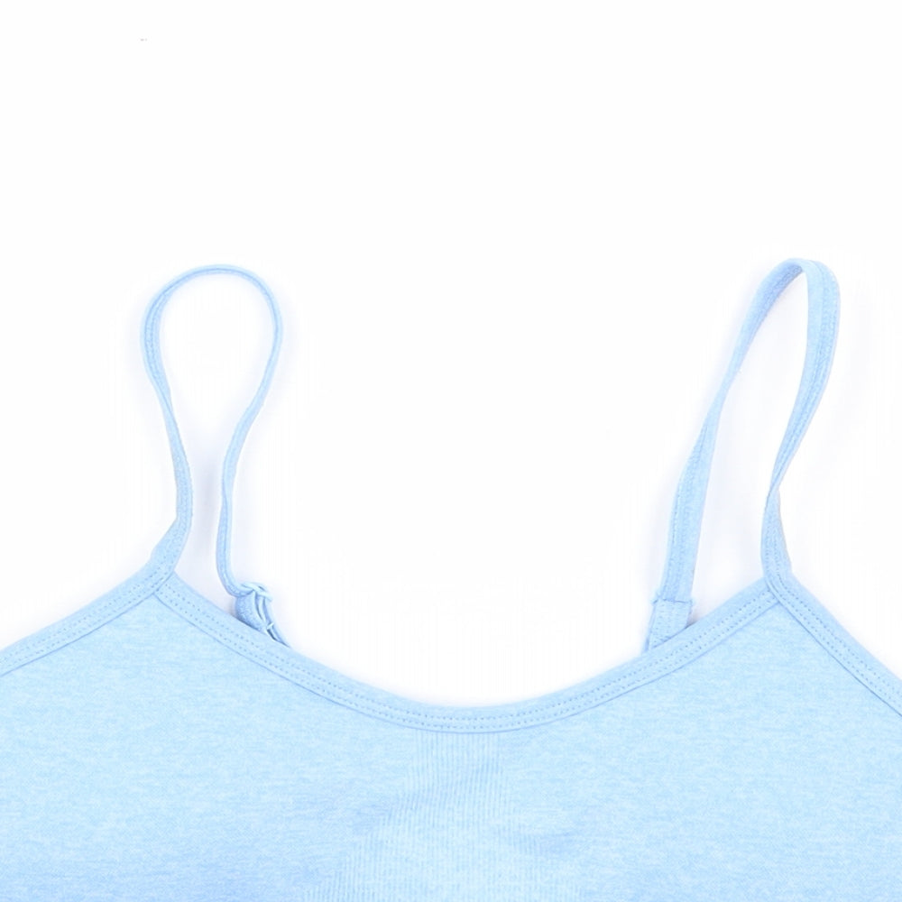Forena Womens Blue Polyamide Cropped Tank Size 6 Round Neck - Bralette
