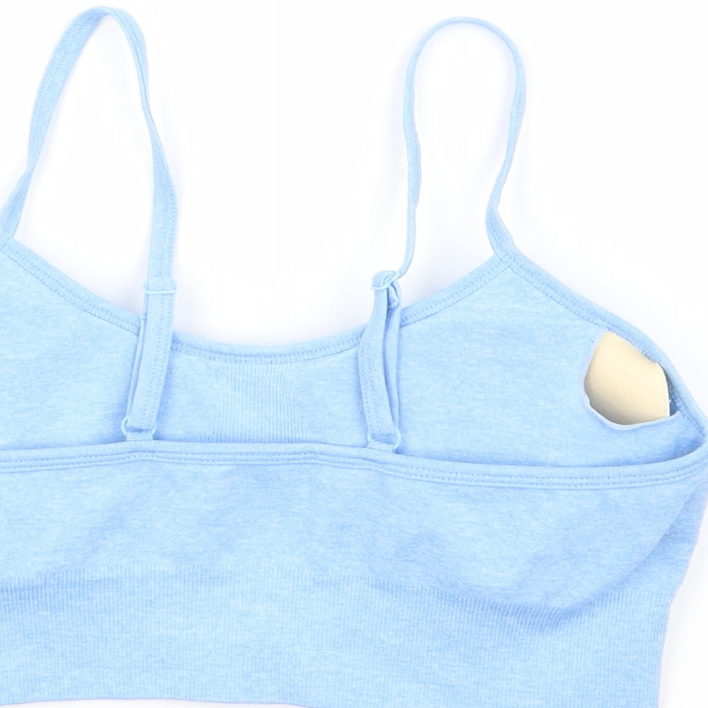 Forena Womens Blue Polyamide Cropped Tank Size 6 Round Neck - Bralette