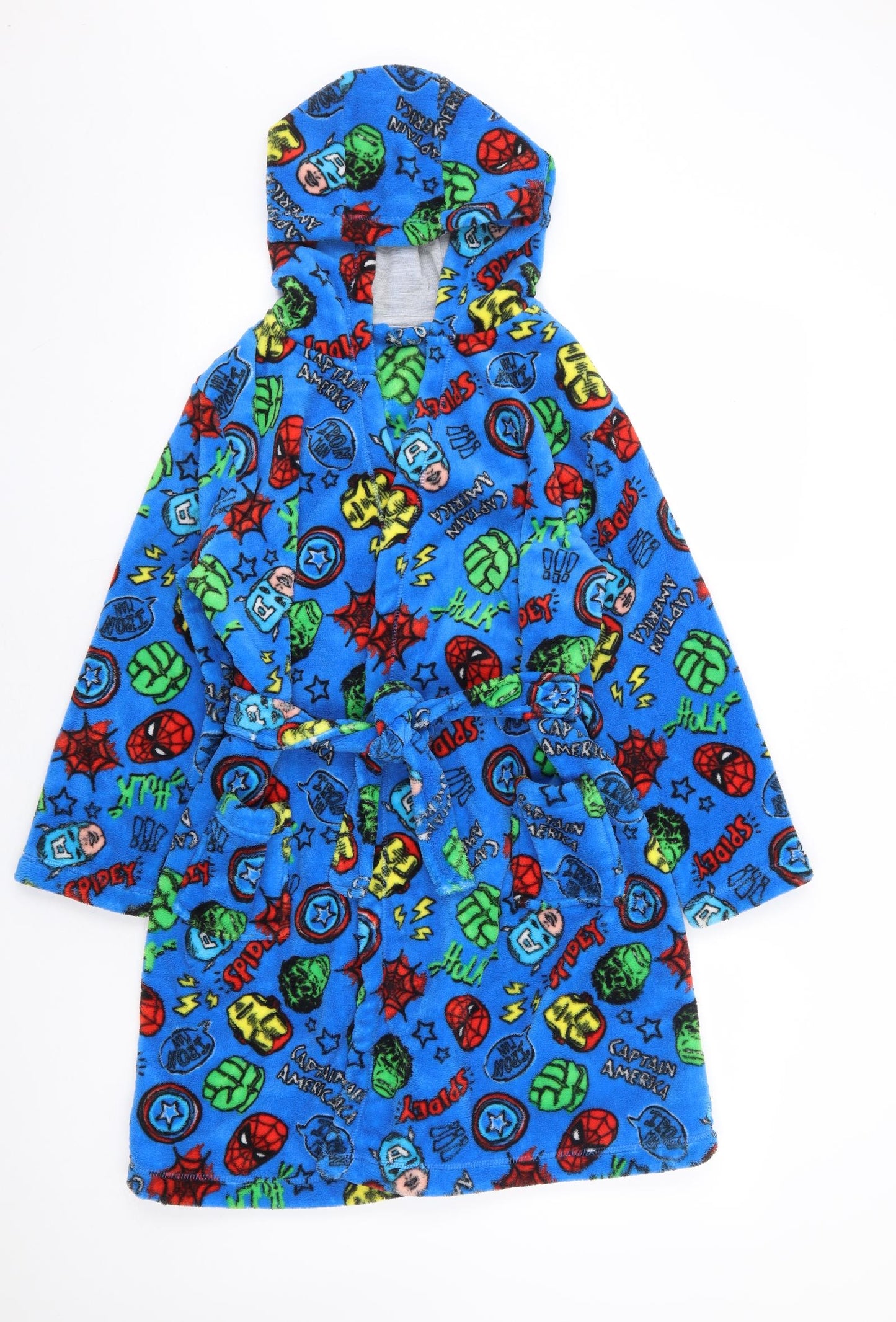 George Boys Blue Geometric Polyester Robe Size 9-10 Years Tie - Marvel