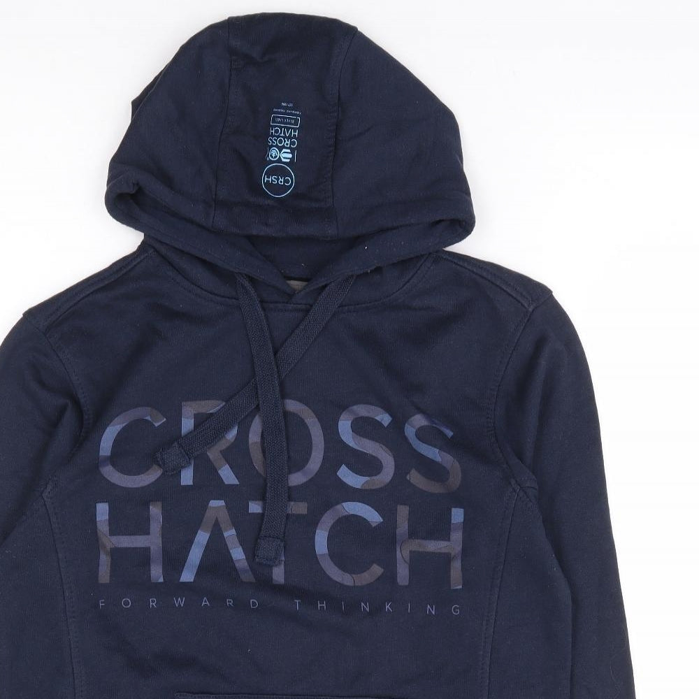 Crosshatch Mens Blue Cotton Pullover Hoodie Size S