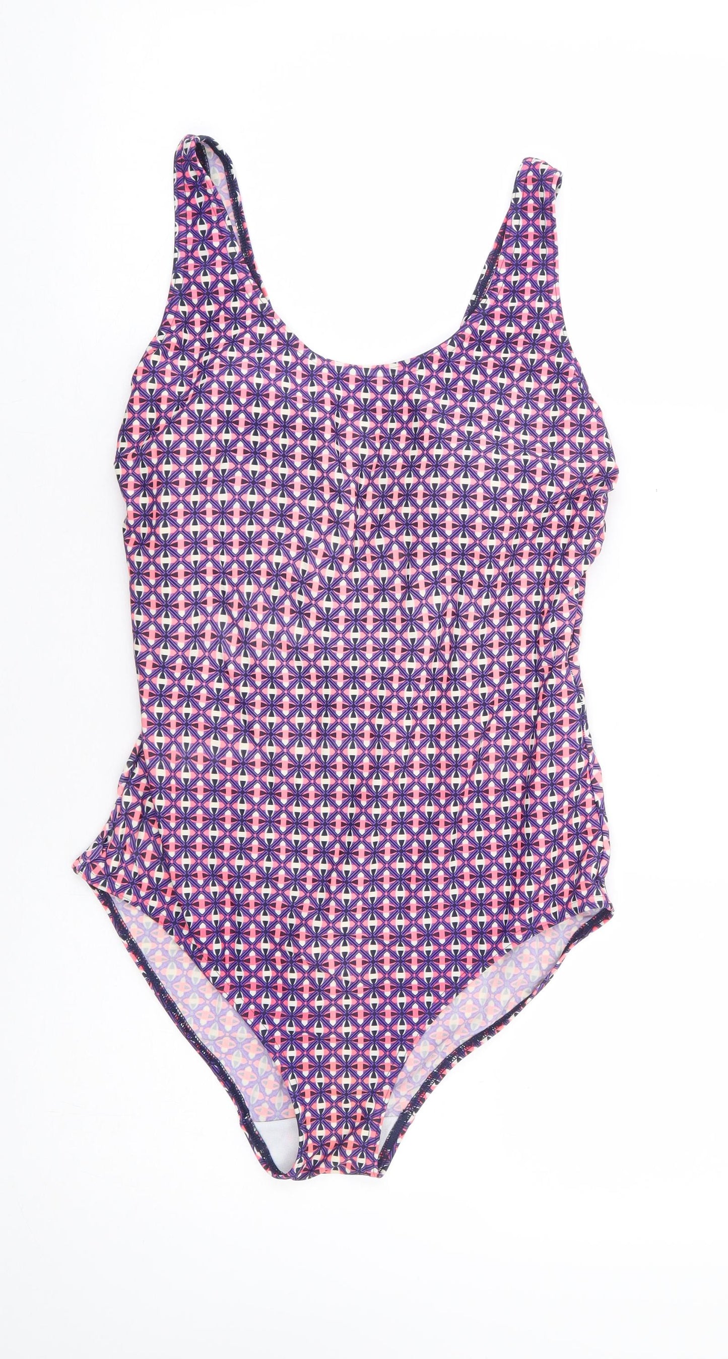 George Womens Purple Geometric Polyamide One Piece Size 14
