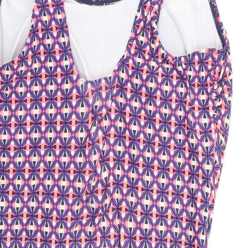 George Womens Purple Geometric Polyamide One Piece Size 14