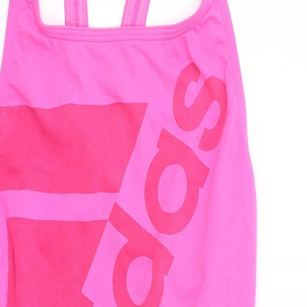 adidas Girls Pink Polyester Leotard One-Piece Size 13-14 Years Pullover - Racer Back Swimsuit