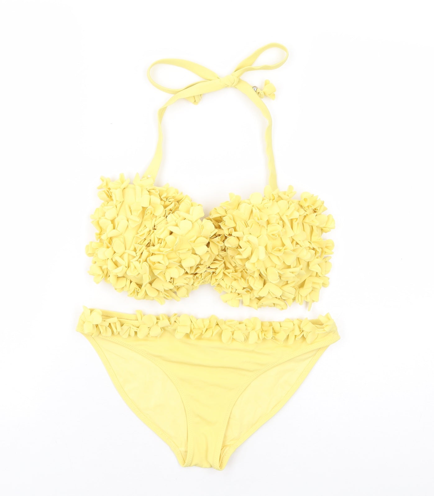 Boux Avenvue Womens Yellow Polyamide Bikini Size 8 - Halter
