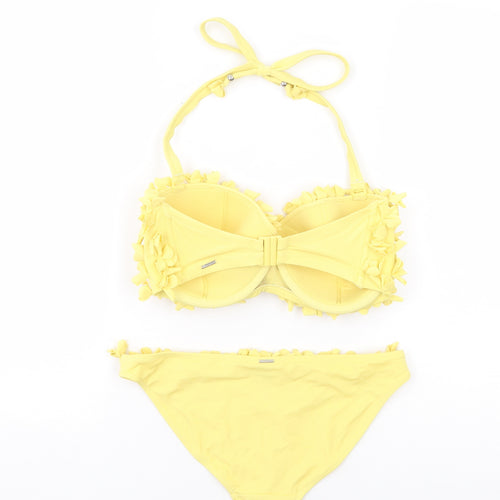 Boux Avenvue Womens Yellow Polyamide Bikini Size 8 - Halter