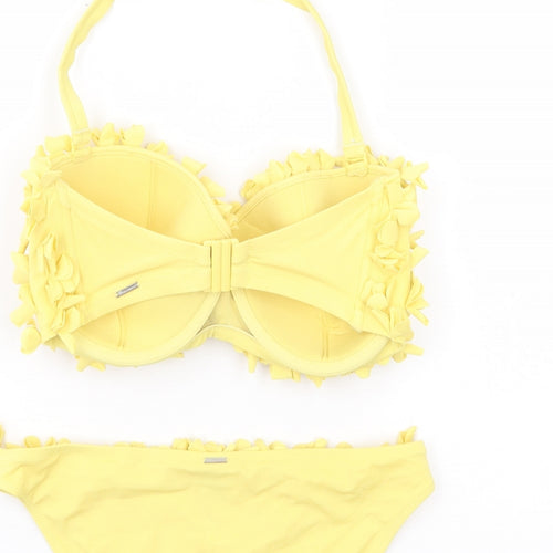 Boux Avenvue Womens Yellow Polyamide Bikini Size 8 - Halter