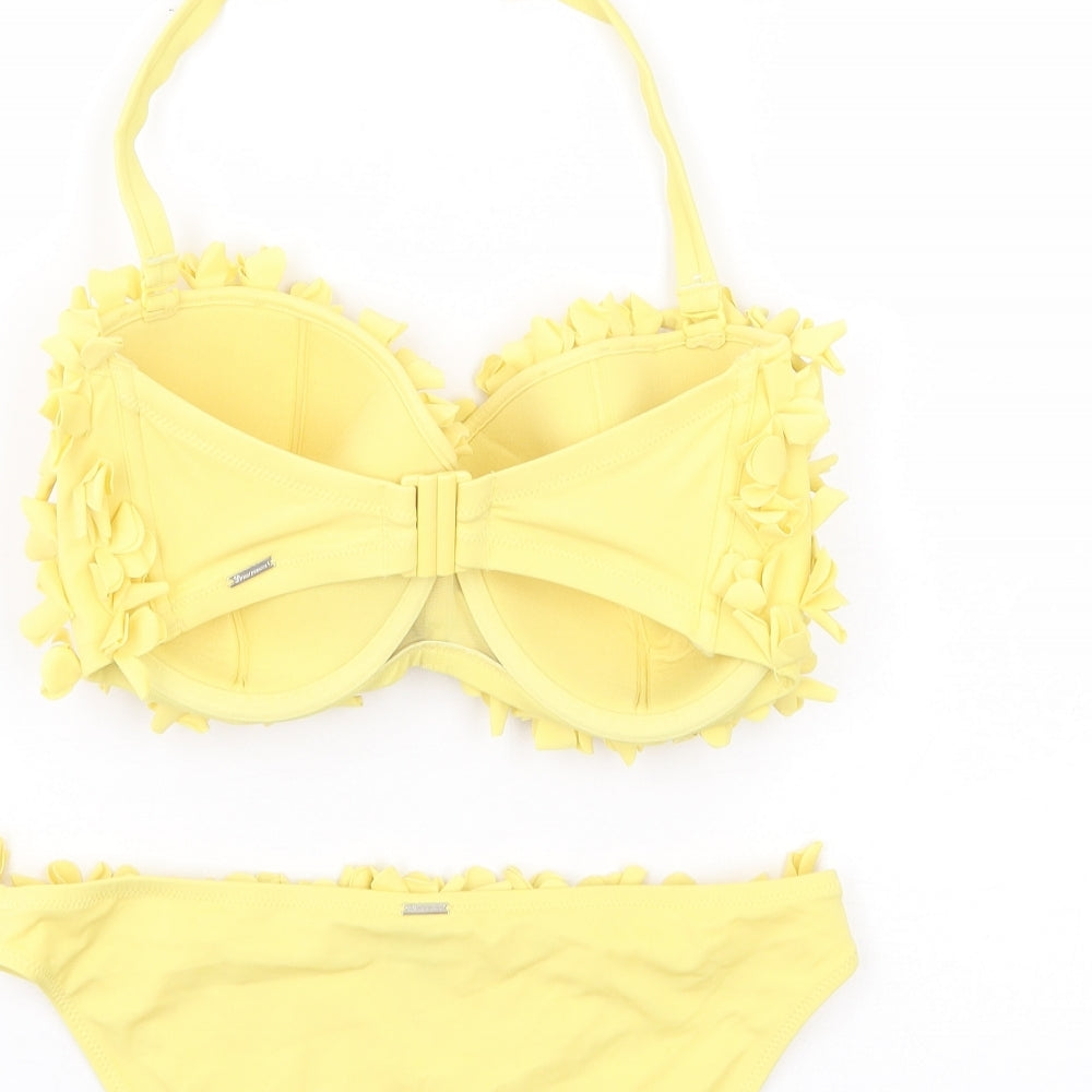 Boux Avenvue Womens Yellow Polyamide Bikini Size 8 - Halter