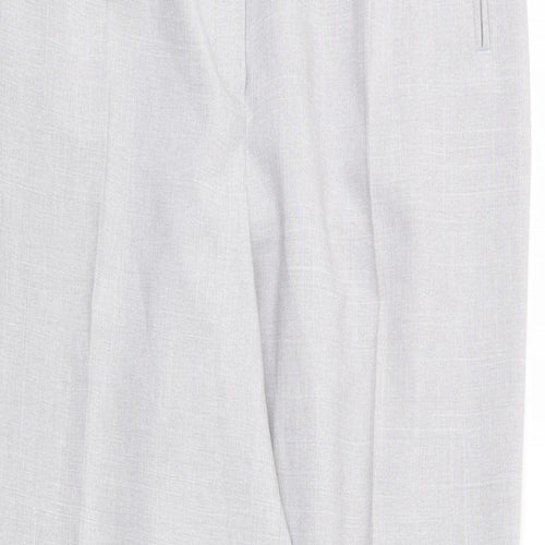 BHS Womens Grey Polyester Trousers Size 14 L28 in Regular Zip