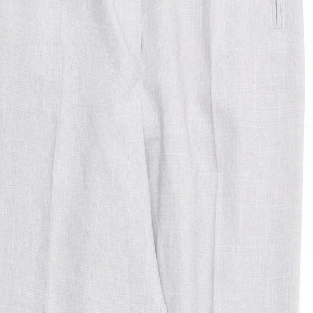 BHS Womens Grey Polyester Trousers Size 14 L28 in Regular Zip