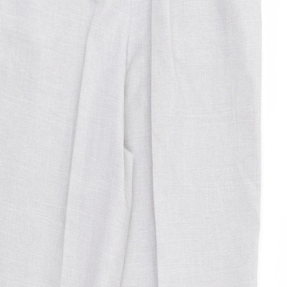 BHS Womens Grey Polyester Trousers Size 14 L28 in Regular Zip
