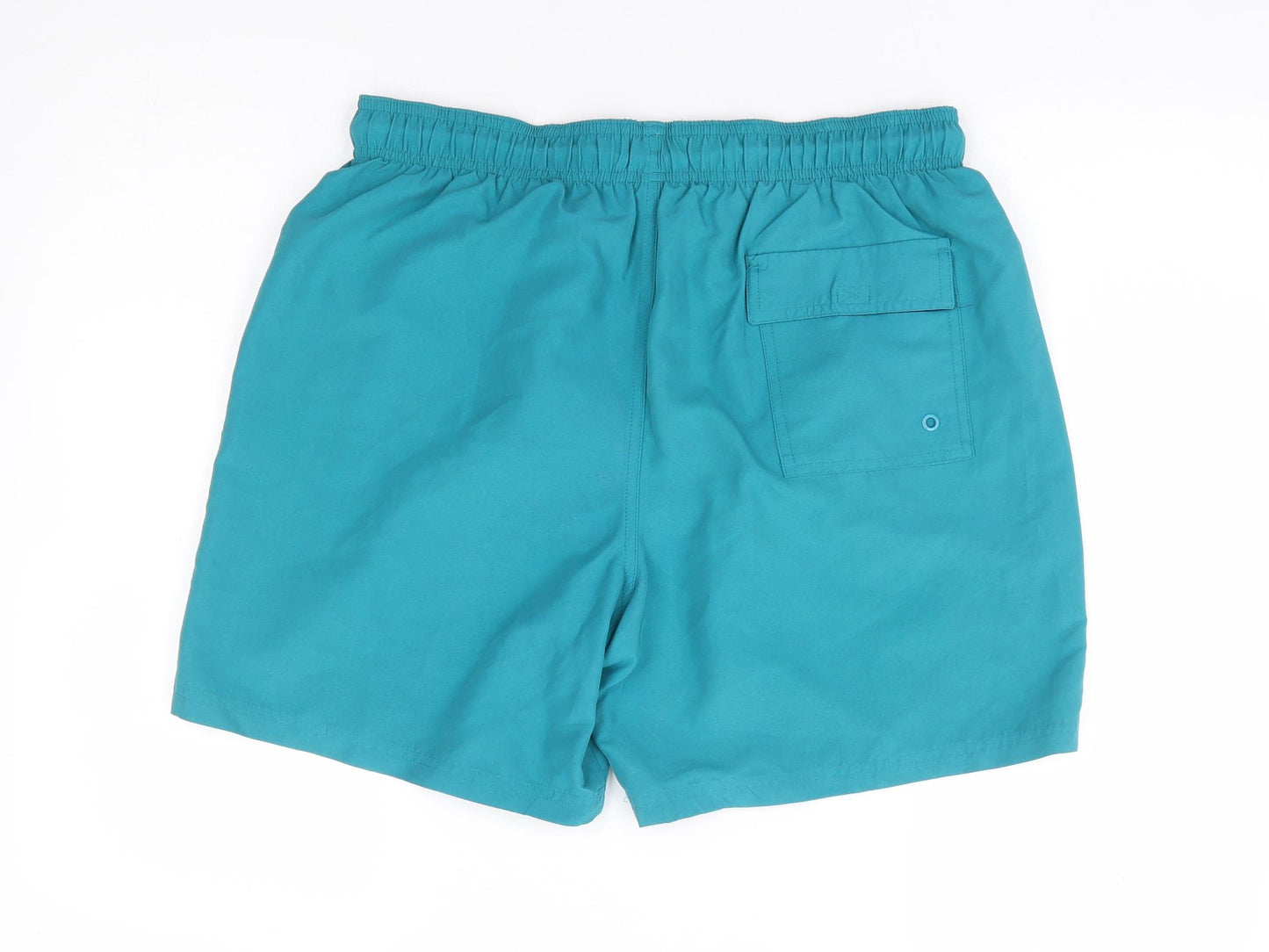 Marks and Spencer Mens Green Polyester Sweat Shorts Size M L8 in Regular Drawstring - Swim Short