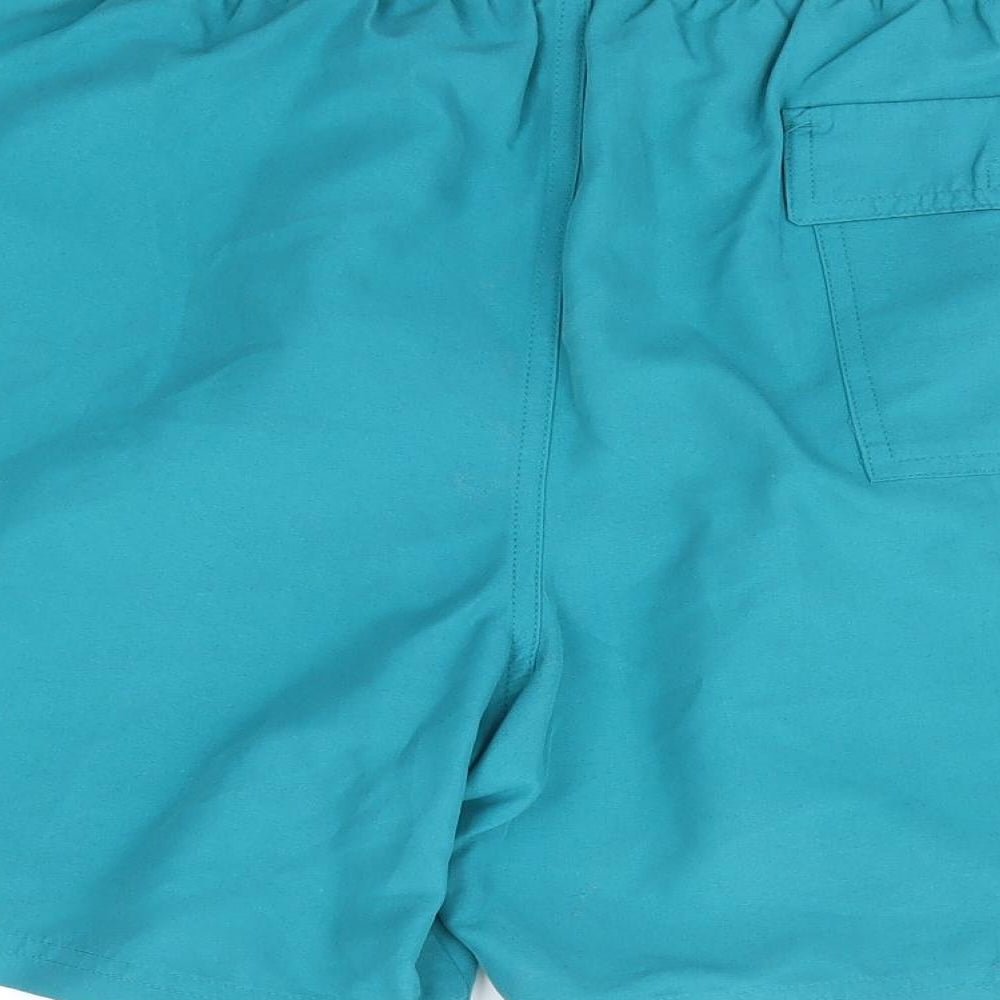 Marks and Spencer Mens Green Polyester Sweat Shorts Size M L8 in Regular Drawstring - Swim Short