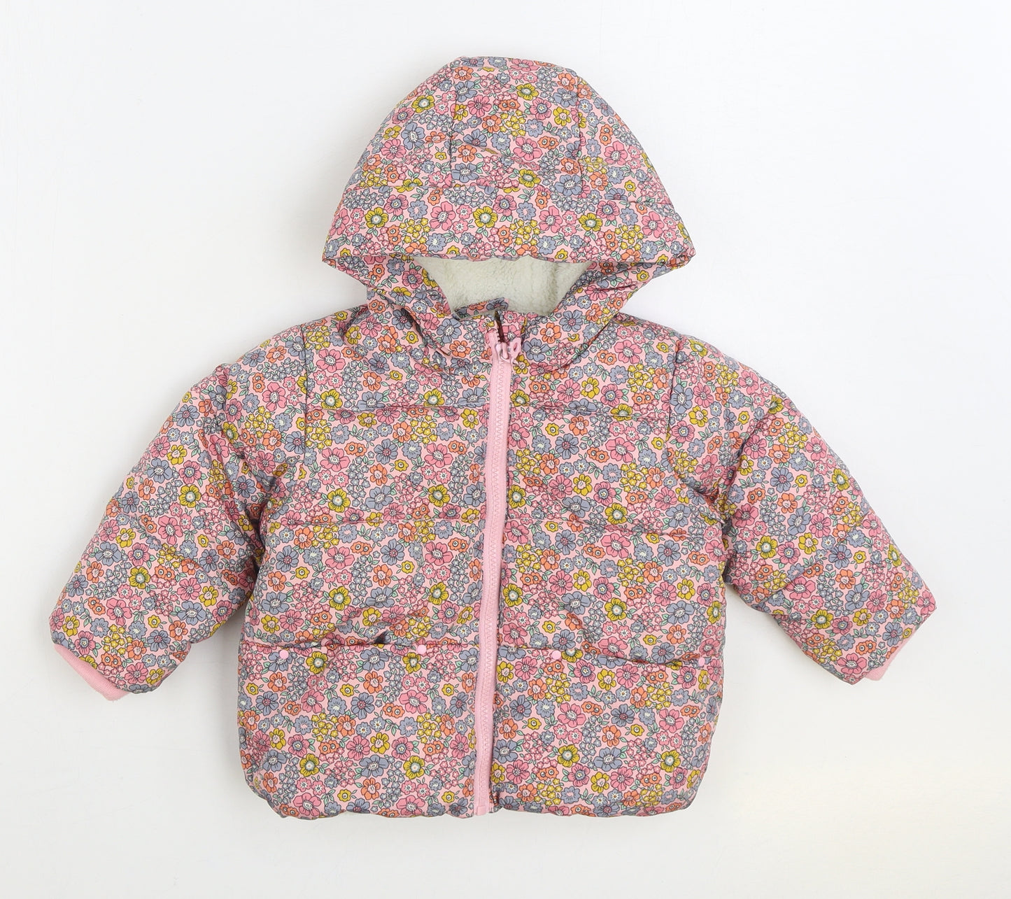 Matalan Girls Multicoloured Floral Puffer Jacket Jacket Size 18-24 Months Zip