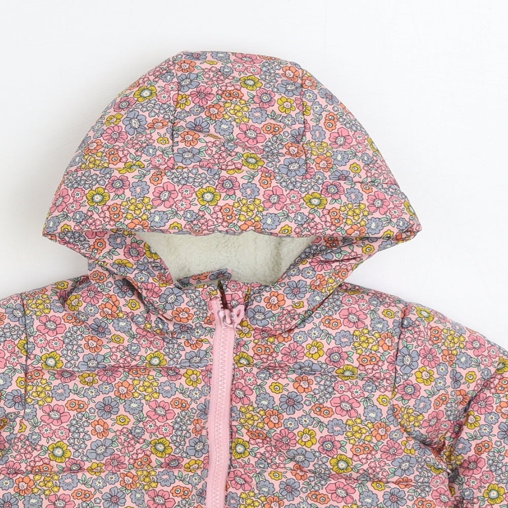 Matalan Girls Multicoloured Floral Puffer Jacket Jacket Size 18-24 Months Zip