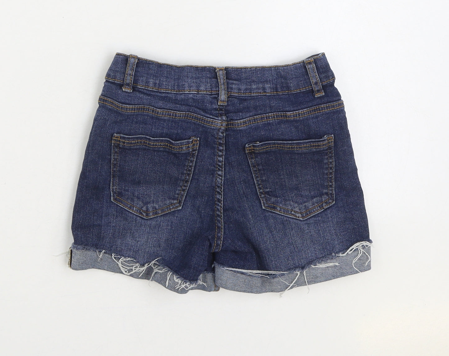 Denim & Co. Girls Blue Cotton Hot Pants Shorts Size 8-9 Years Regular Zip
