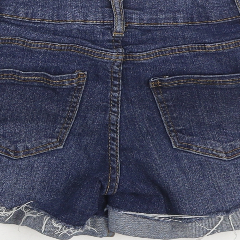 Denim & Co. Girls Blue Cotton Hot Pants Shorts Size 8-9 Years Regular Zip
