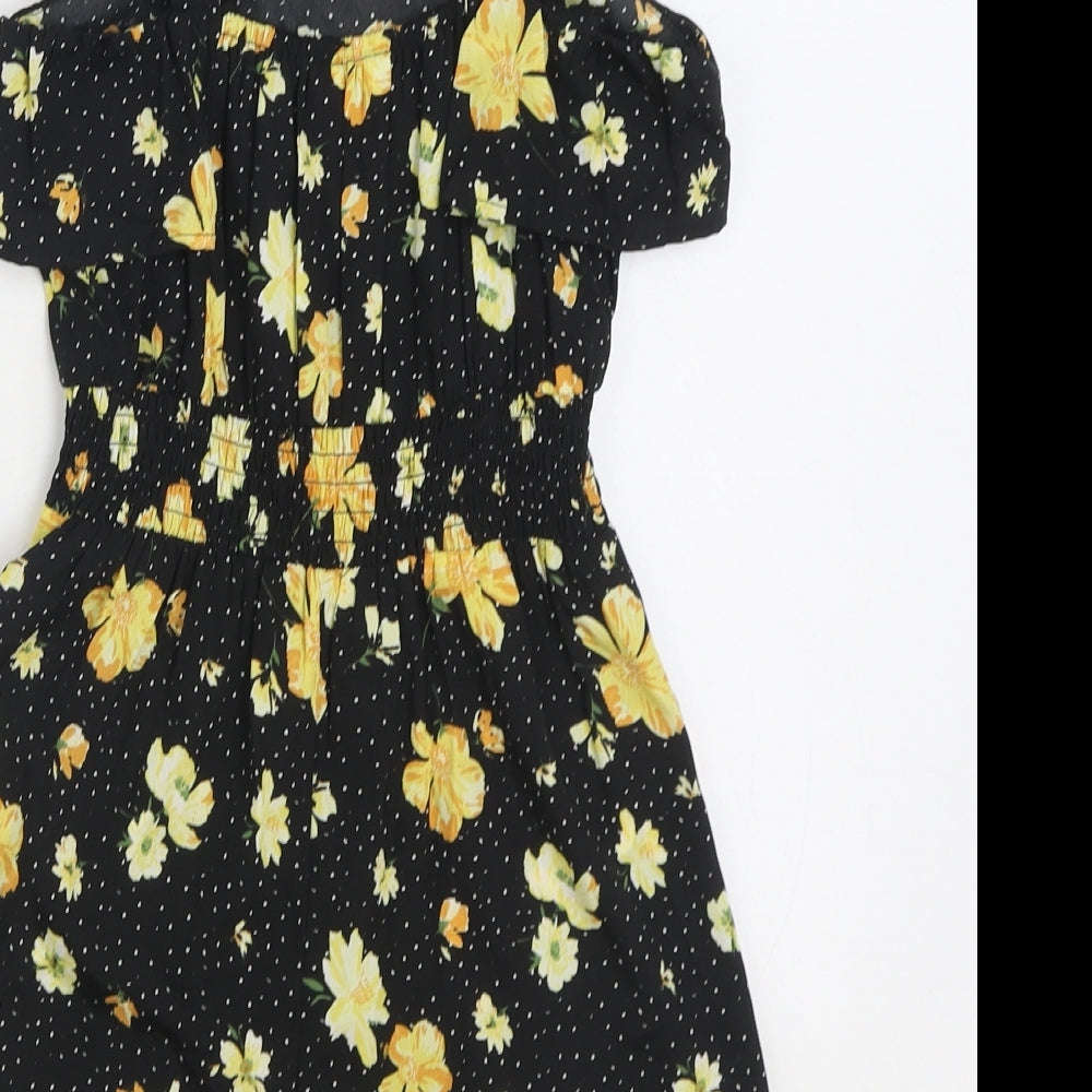 Primark Girls Black Floral Polyester Playsuit One-Piece Size 8-9 Years Pullover