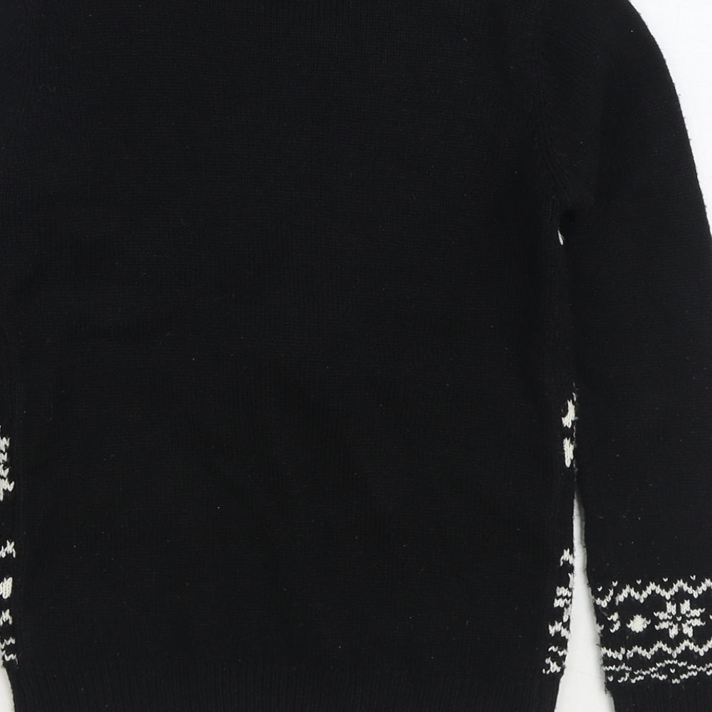 PEP&CO Girls Black Round Neck Acrylic Pullover Jumper Size 5-6 Years Pullover - Christmas Reindeer