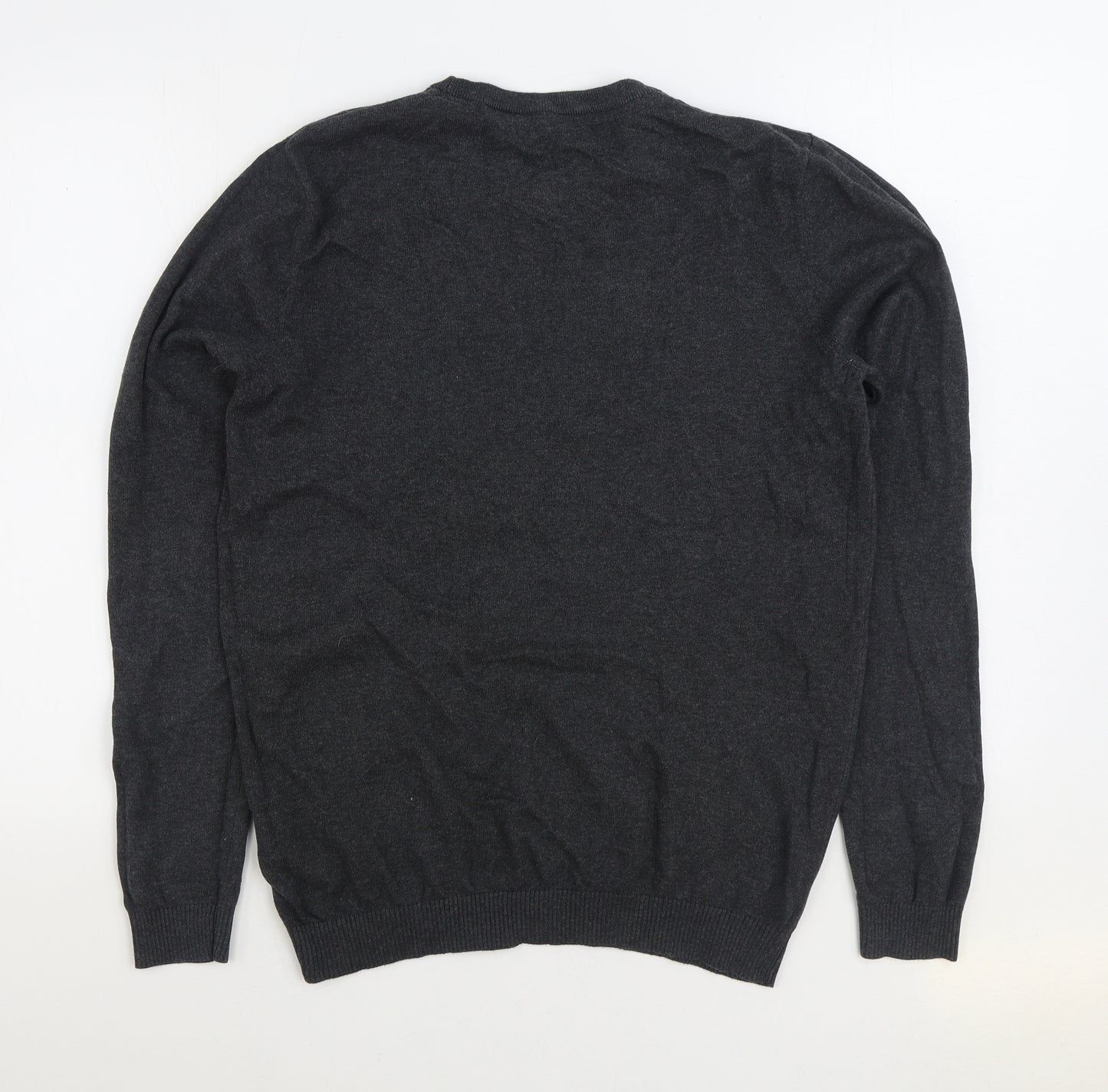 JACK & JONES Mens Grey Round Neck Cotton Pullover Jumper Size M