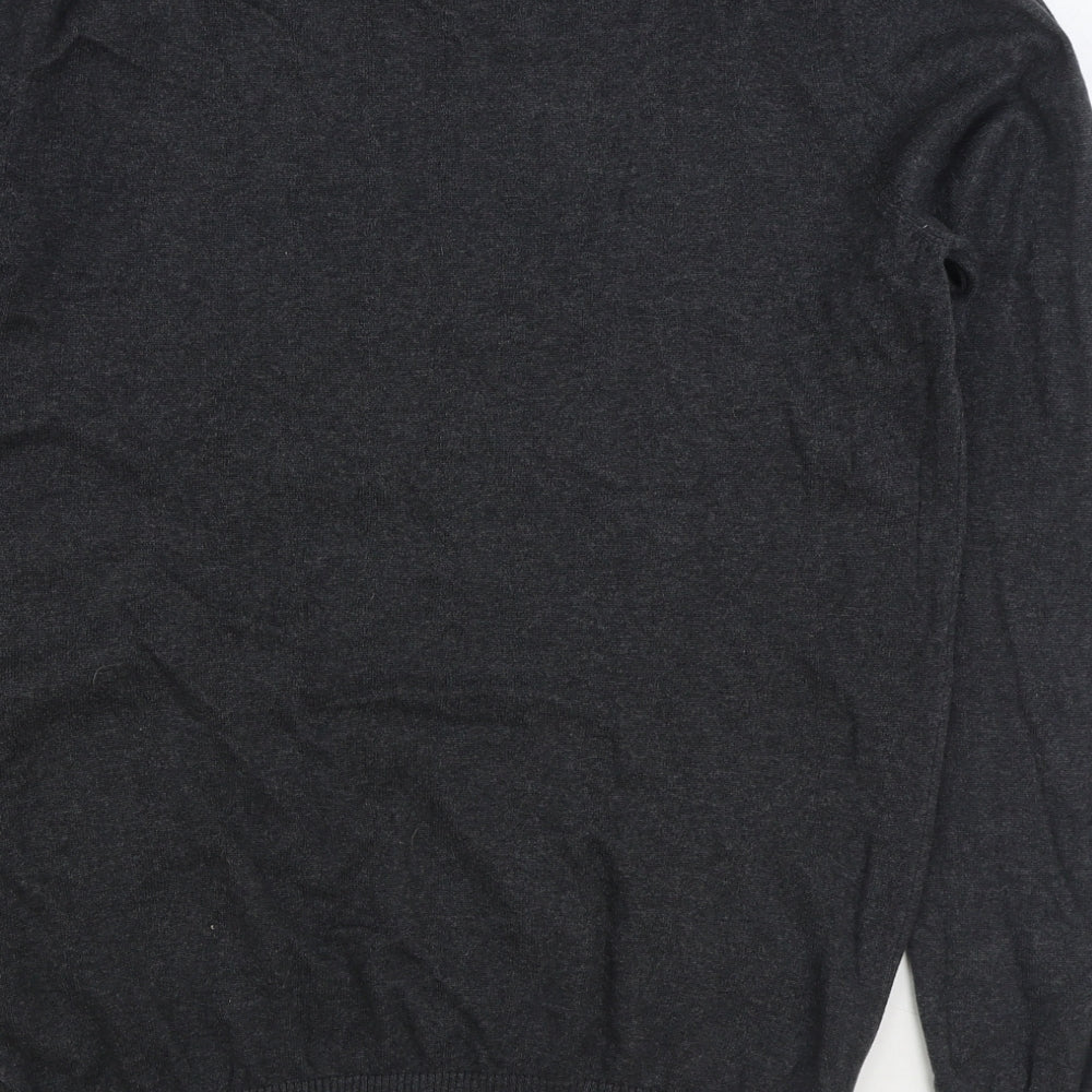 JACK & JONES Mens Grey Round Neck Cotton Pullover Jumper Size M