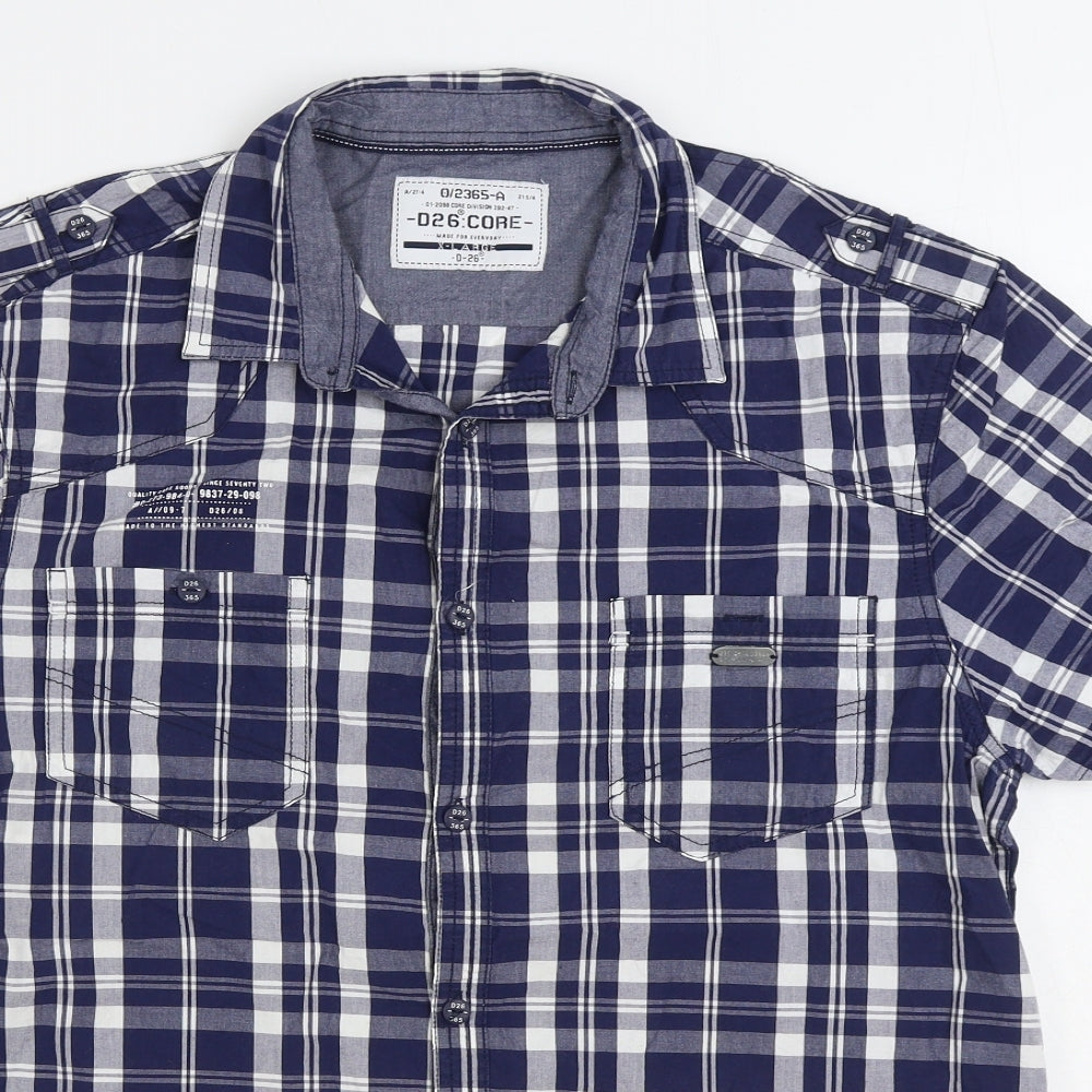 Cedar Wood State Mens Blue Plaid Cotton Button-Up Size XL Collared Button