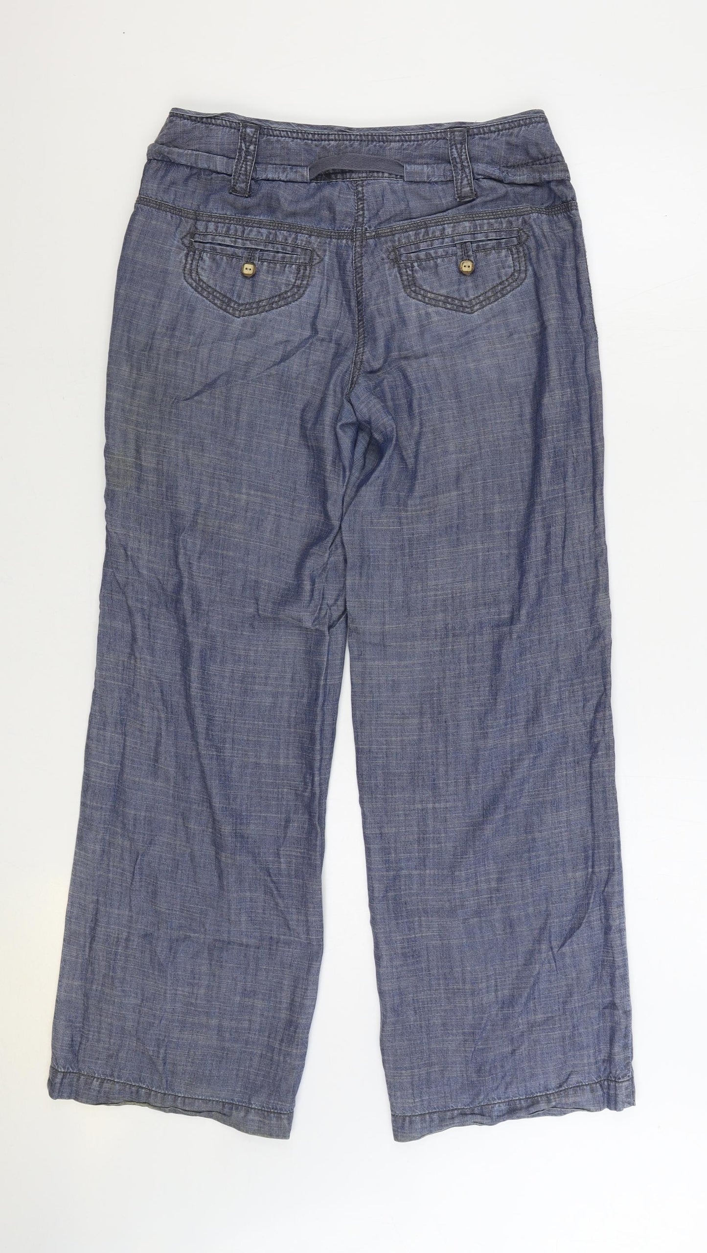 NEXT Womens Blue Lyocell Trousers Size 10 L29 in Regular Zip