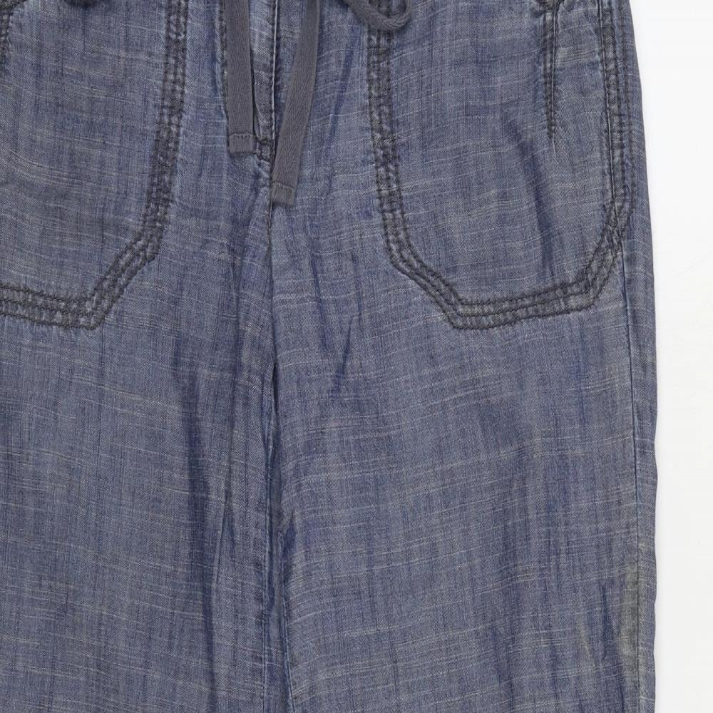 NEXT Womens Blue Lyocell Trousers Size 10 L29 in Regular Zip