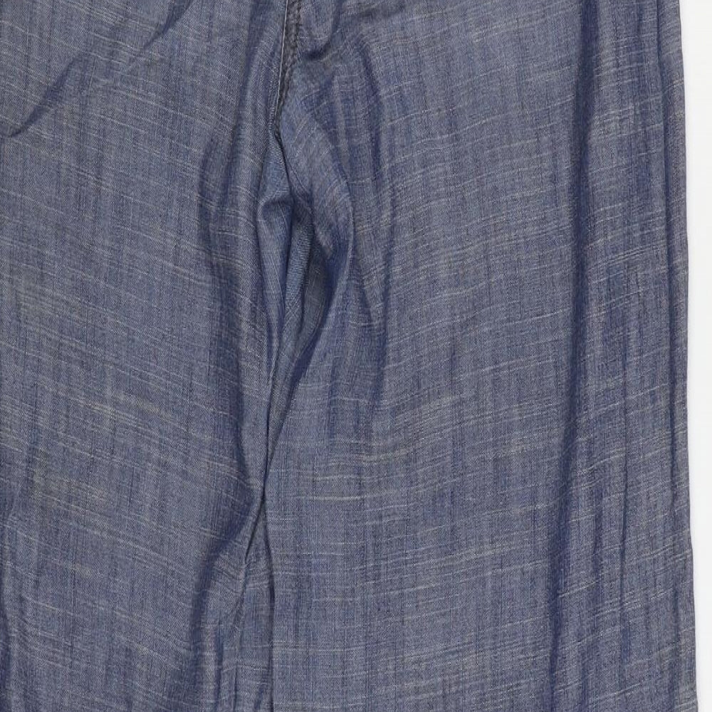 NEXT Womens Blue Lyocell Trousers Size 10 L29 in Regular Zip
