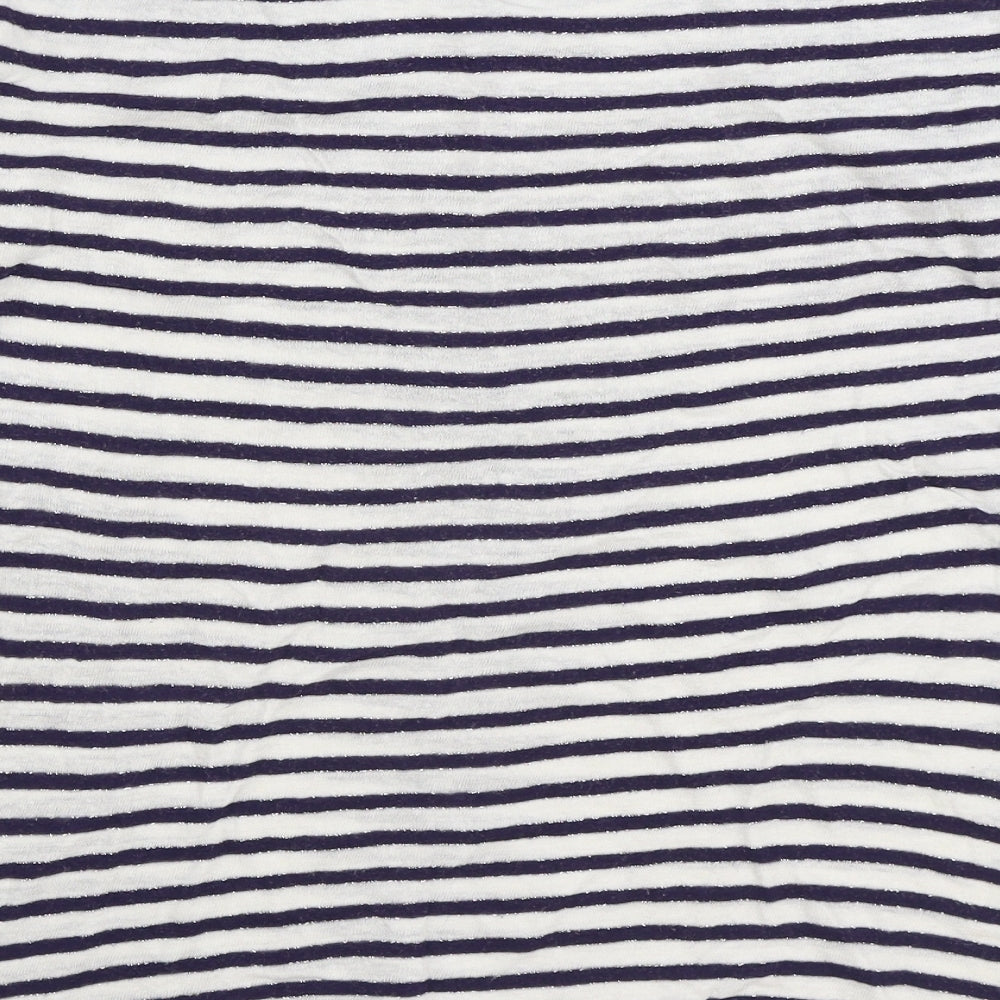 Joules Womens Blue Striped Viscose Basic T-Shirt Size 8 Boat Neck