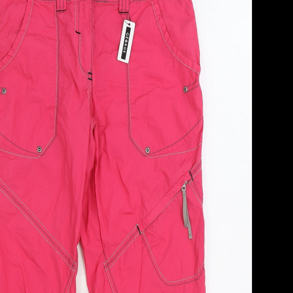 George Womens Pink Cotton Cargo Trousers Size 10 L21 in Regular Zip - Cropped