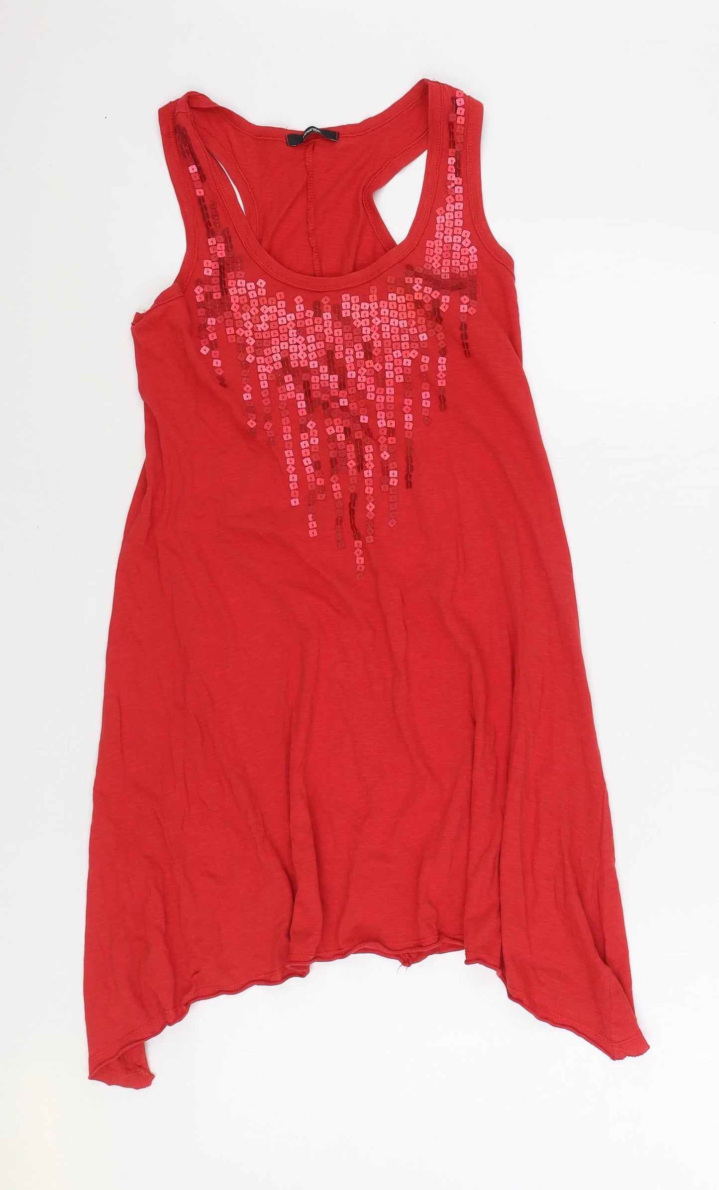 George Womens Red 100% Cotton Basic Tank Size 10 Scoop Neck