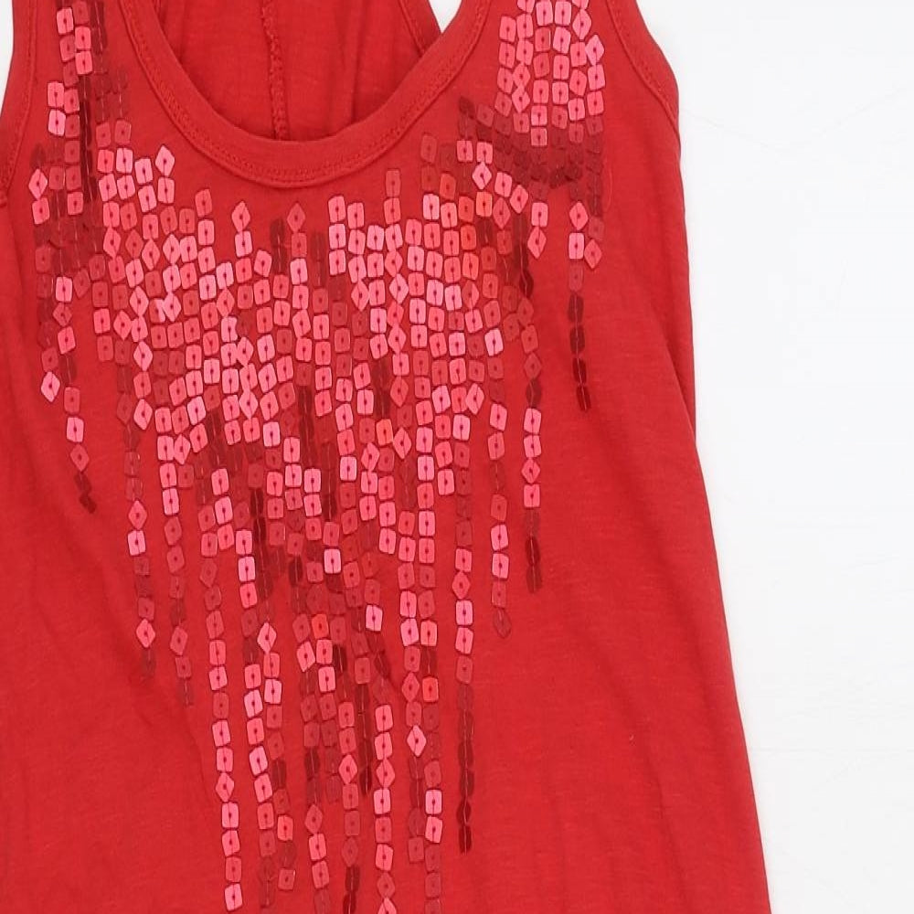 George Womens Red 100% Cotton Basic Tank Size 10 Scoop Neck