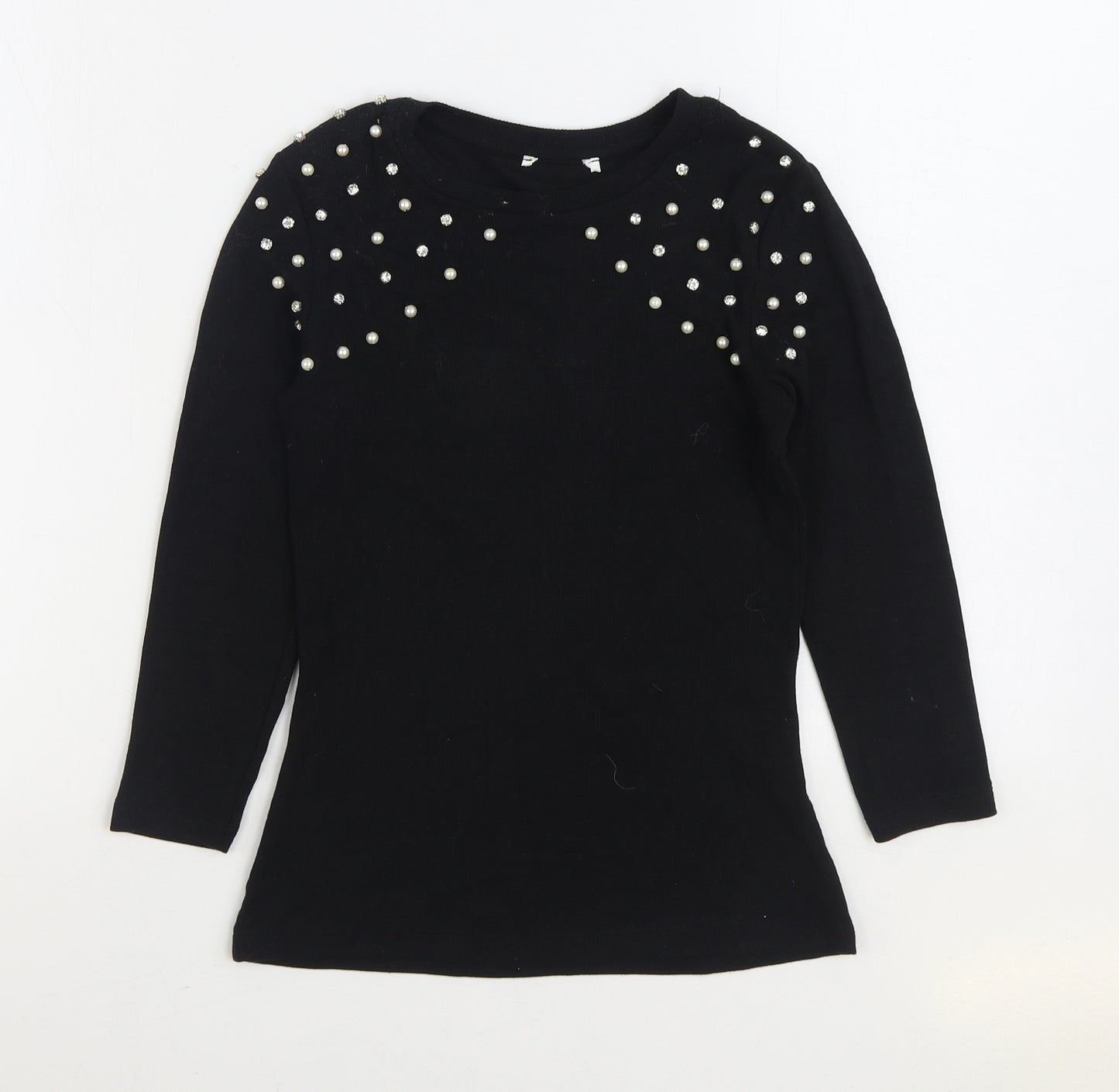 Savida Womens Black Round Neck Cotton Pullover Jumper Size XS