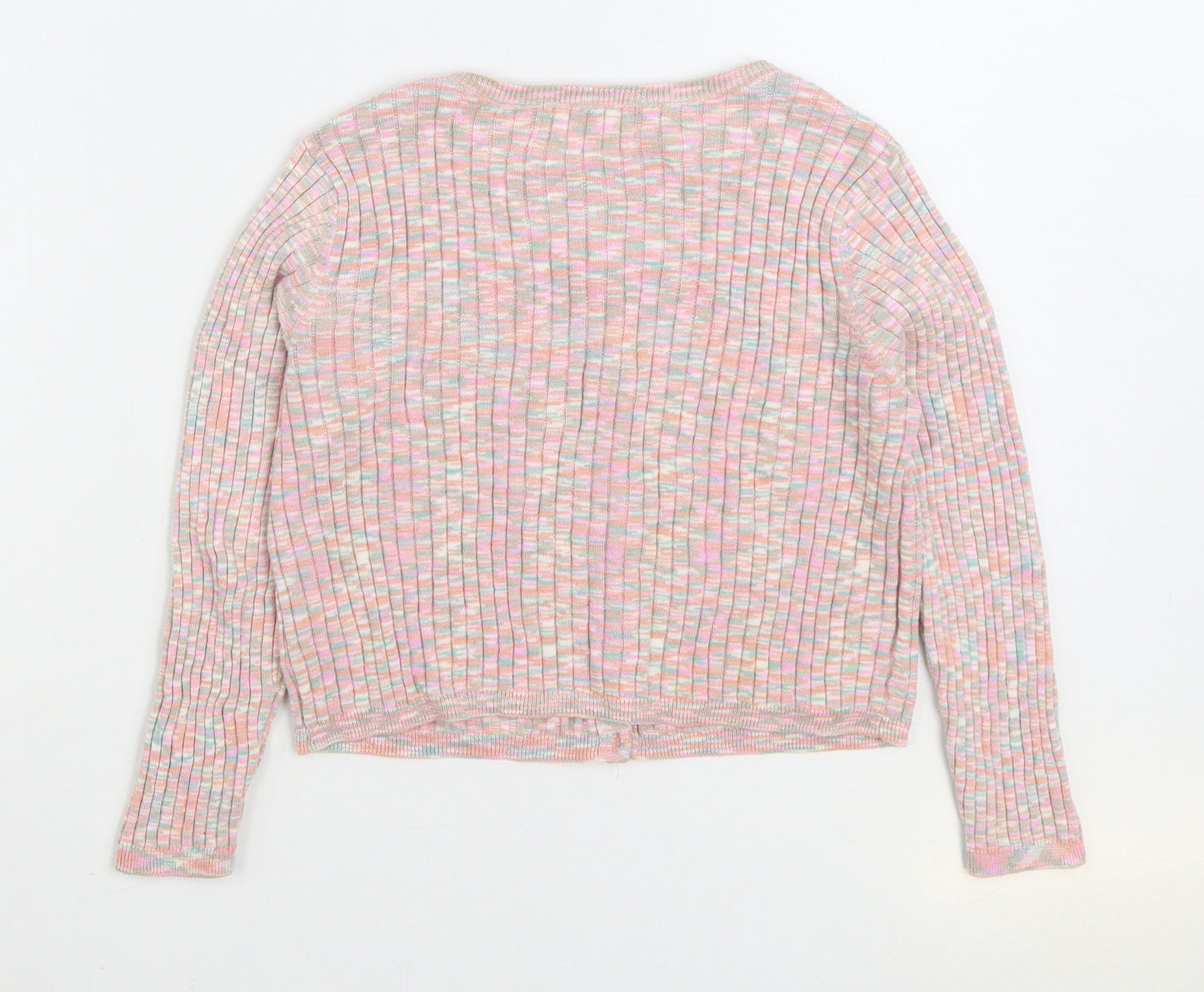 H&M Girls Multicoloured Round Neck 100% Cotton Cardigan Jumper Size 7-8 Years Button