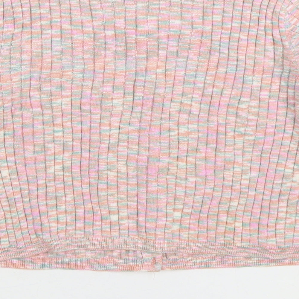 H&M Girls Multicoloured Round Neck 100% Cotton Cardigan Jumper Size 7-8 Years Button