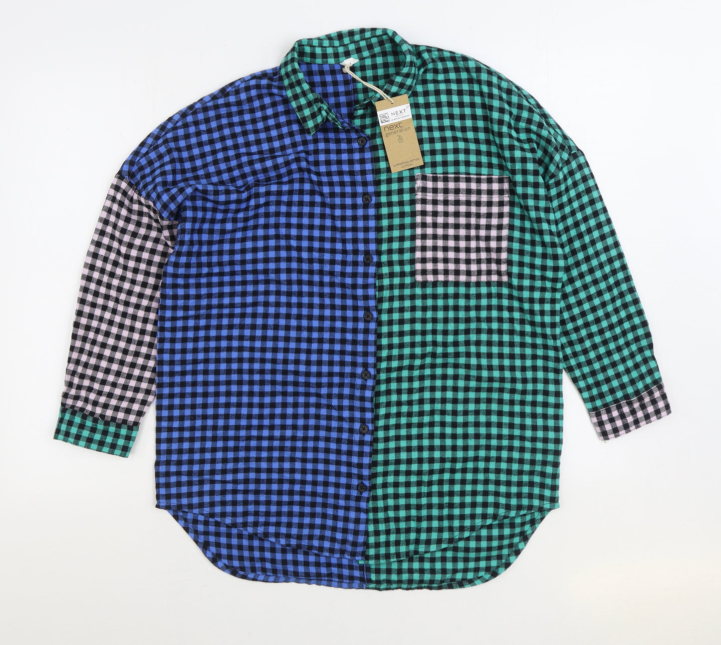 NEXT Boys Multicoloured Gingham 100% Cotton Basic Button-Up Size 11 Years Collared Button
