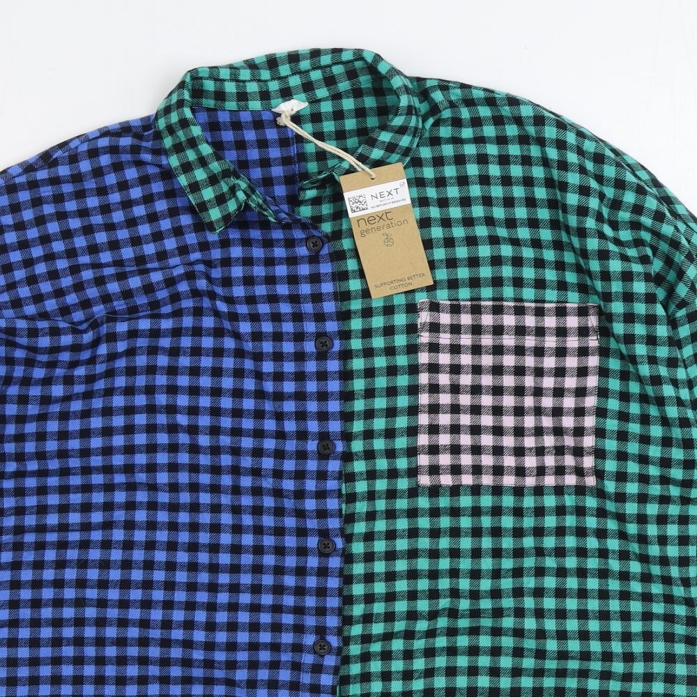 NEXT Boys Multicoloured Gingham 100% Cotton Basic Button-Up Size 11 Years Collared Button