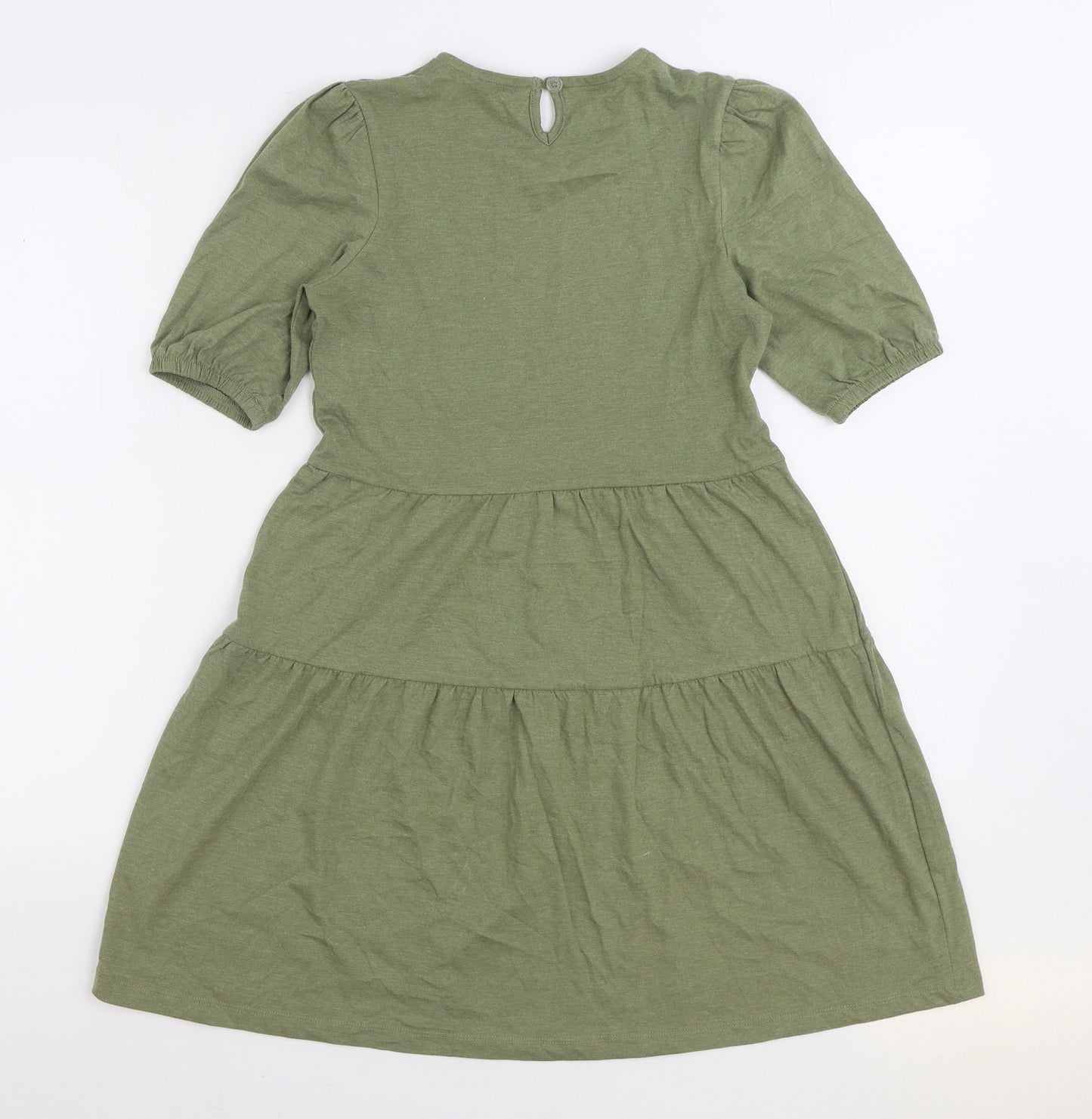 name it Girls Green 100% Cotton A-Line Size 12 Years Round Neck Button