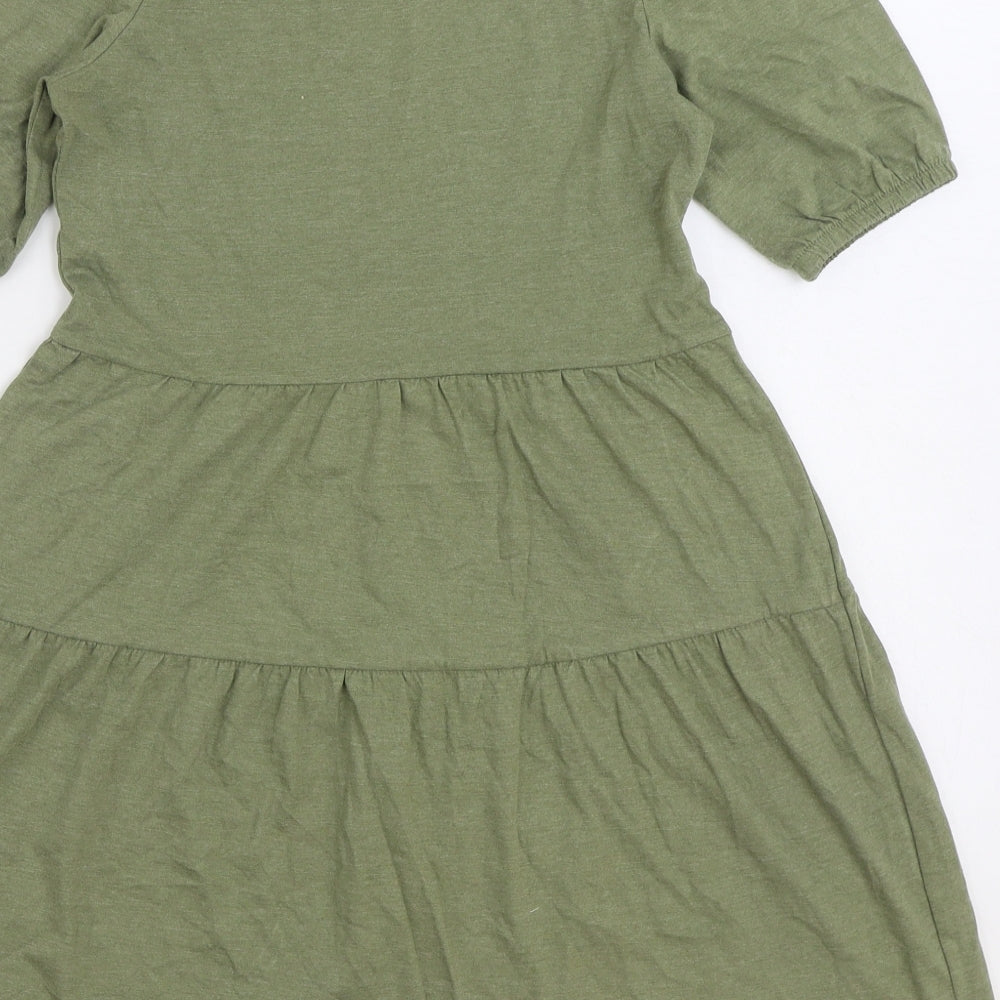 name it Girls Green 100% Cotton A-Line Size 12 Years Round Neck Button