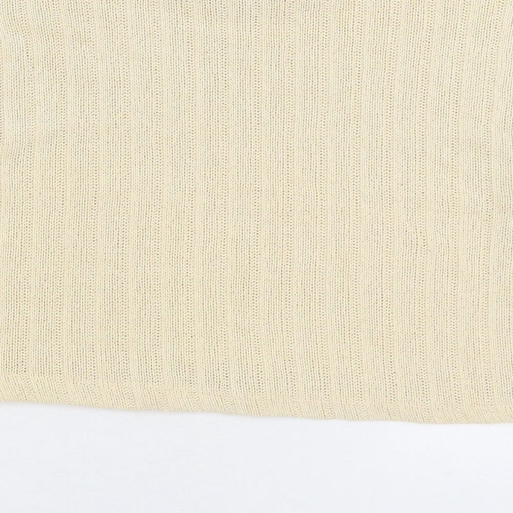 Stradivarius Womens Beige Round Neck 100% Cotton Pullover Jumper Size S - Cropped