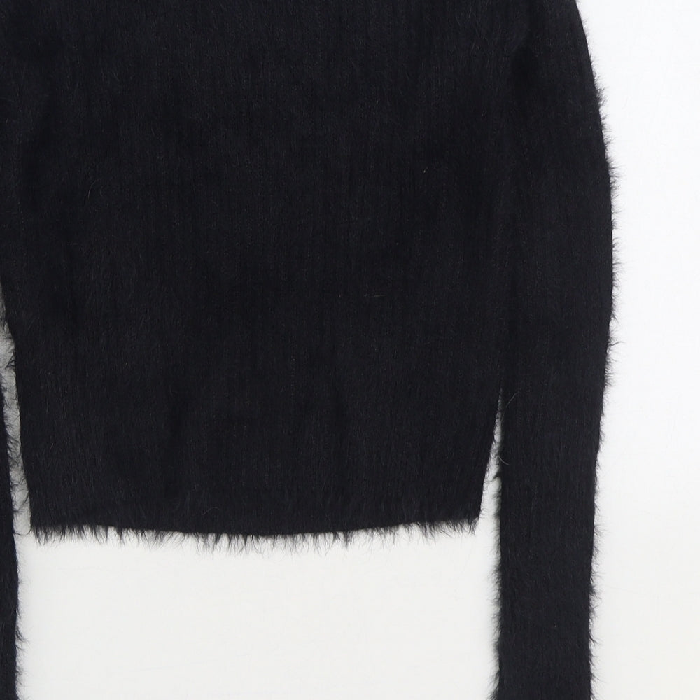 Preworn Womens Black Boat Neck Polyester Pullover Jumper Size XS