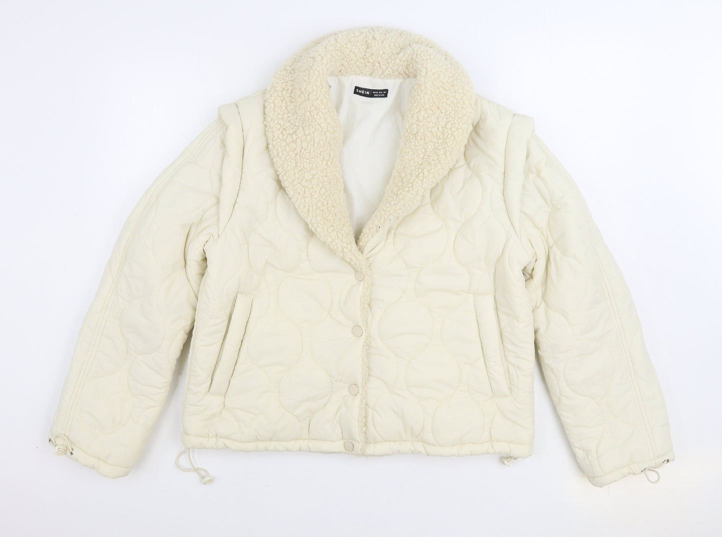 SheIn Womens Ivory Puffer Jacket Jacket Size XS Button