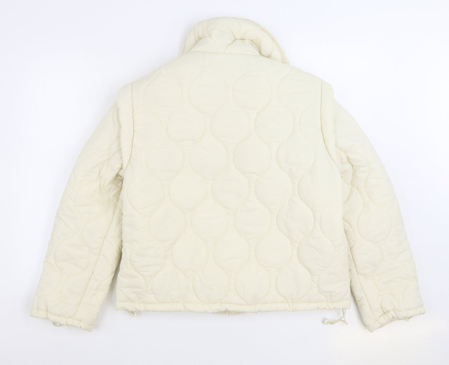 SheIn Womens Ivory Puffer Jacket Jacket Size XS Button