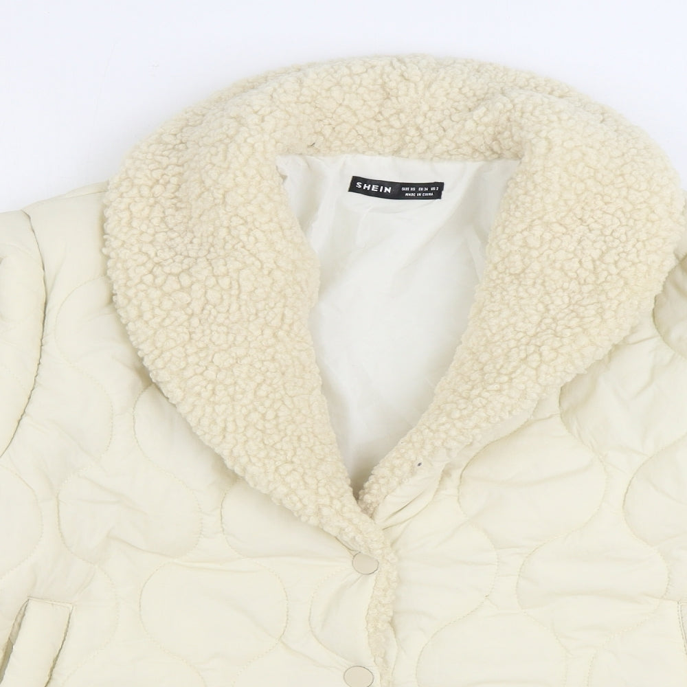 SheIn Womens Ivory Puffer Jacket Jacket Size XS Button