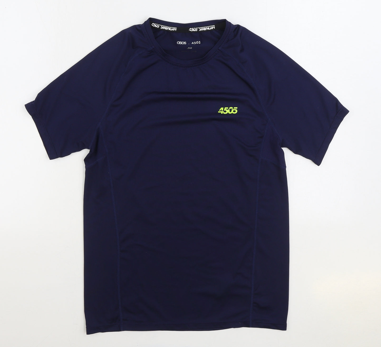 ASOS Mens Blue Polyester Basic T-Shirt Size L Round Neck Pullover