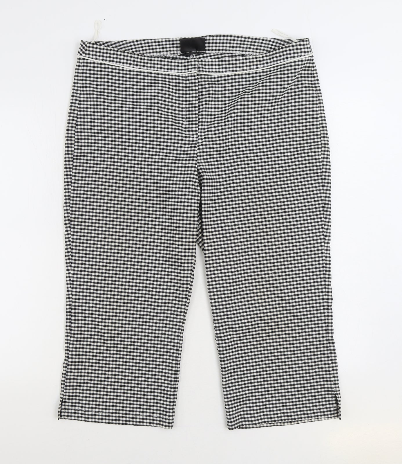 E-vie Womens Black Check Polyester Cropped Trousers Size 18 Regular Zip