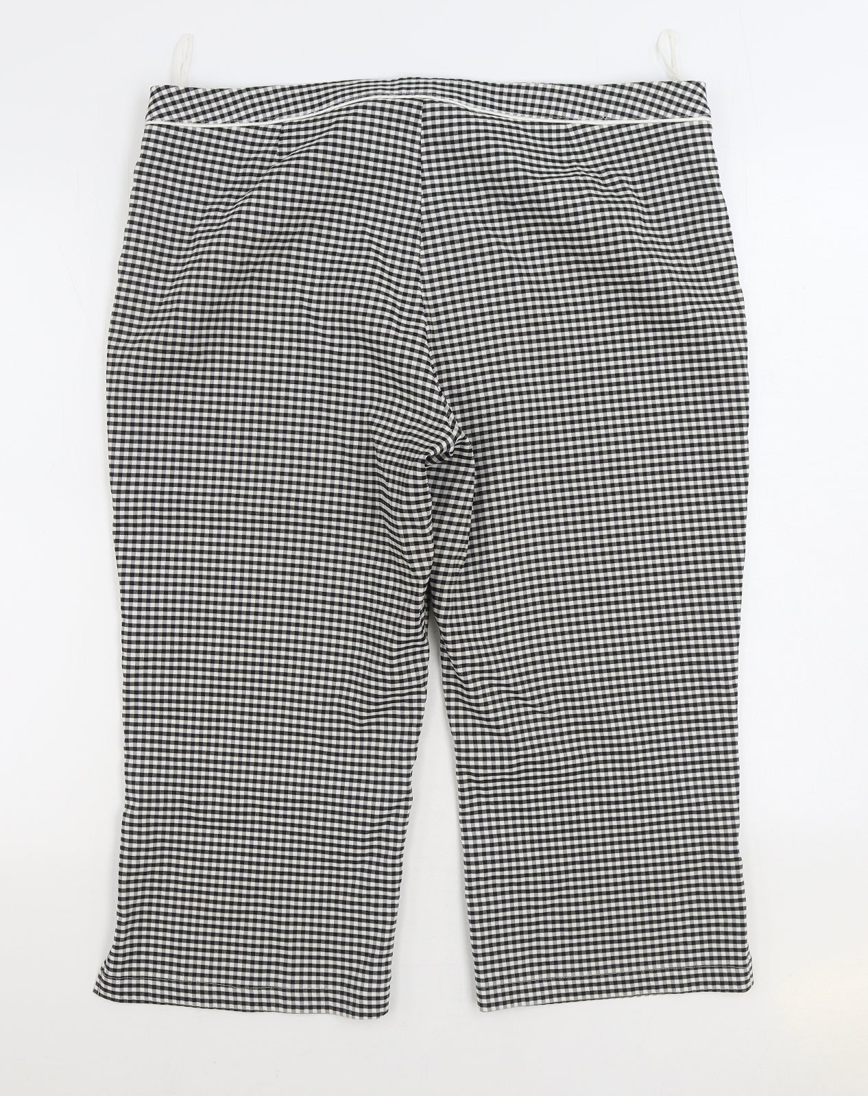 E-vie Womens Black Check Polyester Cropped Trousers Size 18 Regular Zip