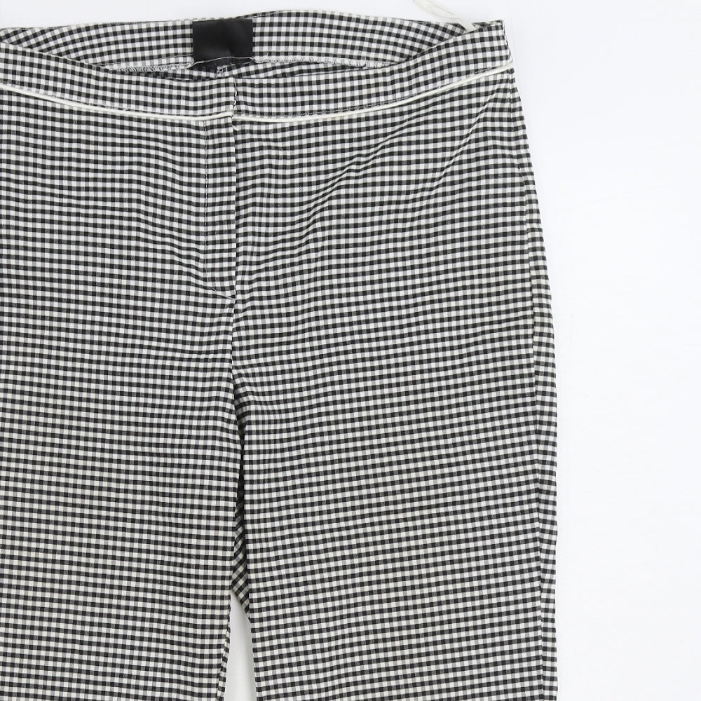E-vie Womens Black Check Polyester Cropped Trousers Size 18 Regular Zip